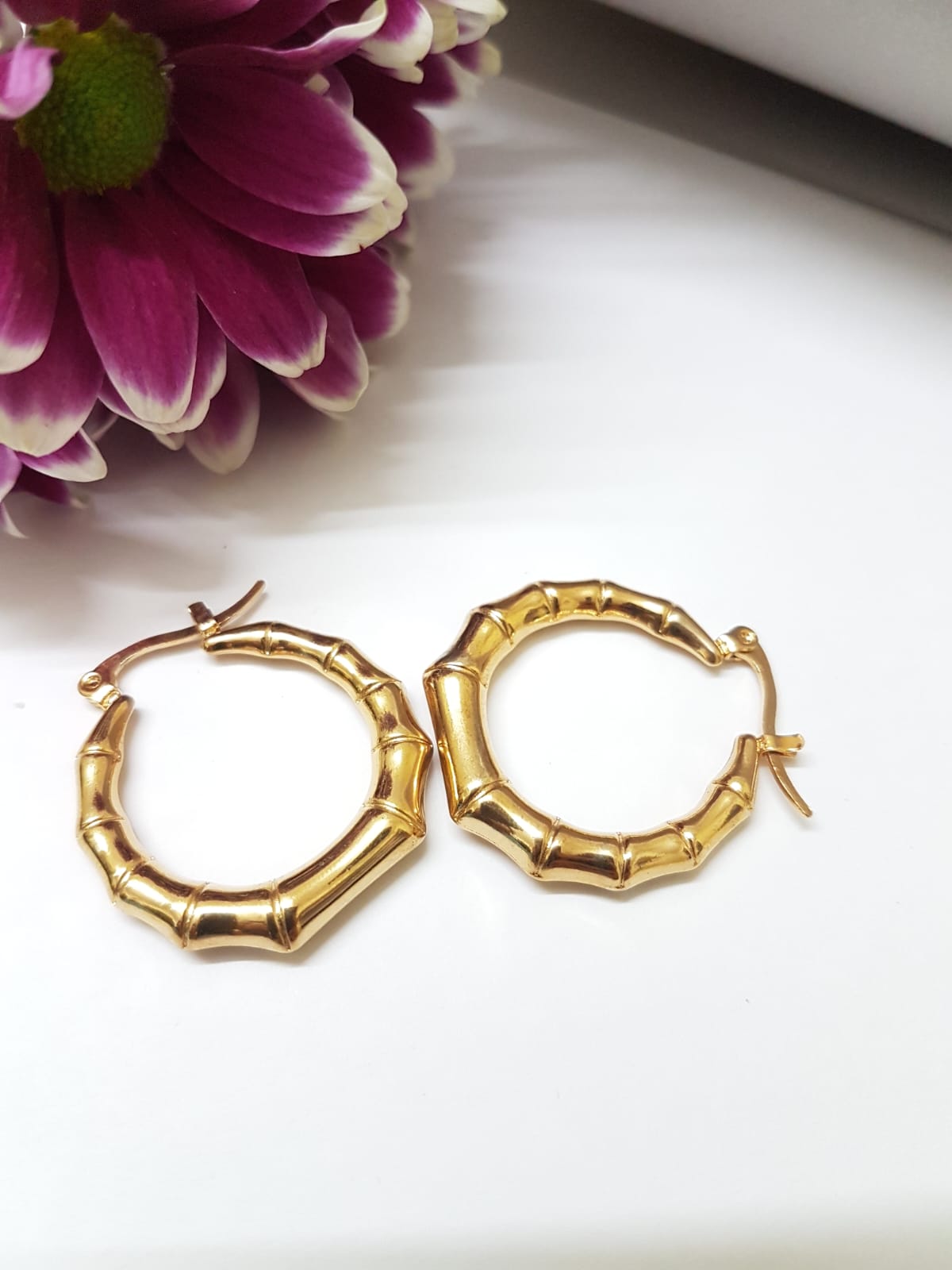 Golden Bamboo Hoops