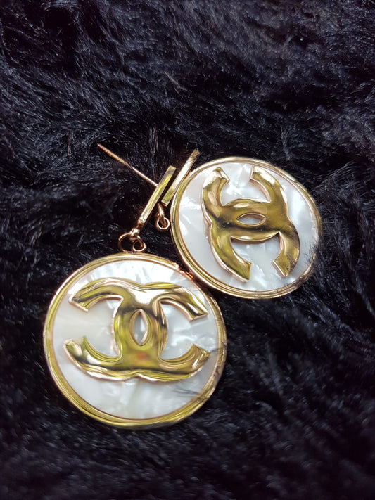 MOP Circle Drop Earrings