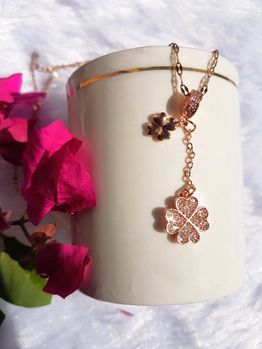 Studded Double Clover Necklace