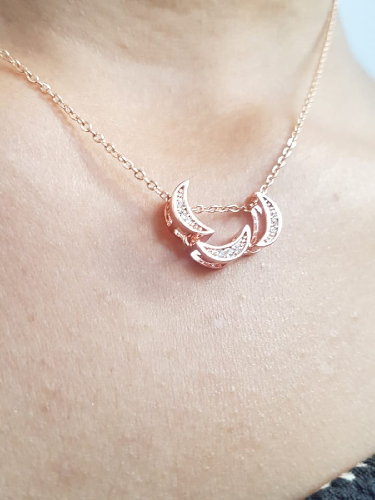 Triple Crescent Moon Necklace