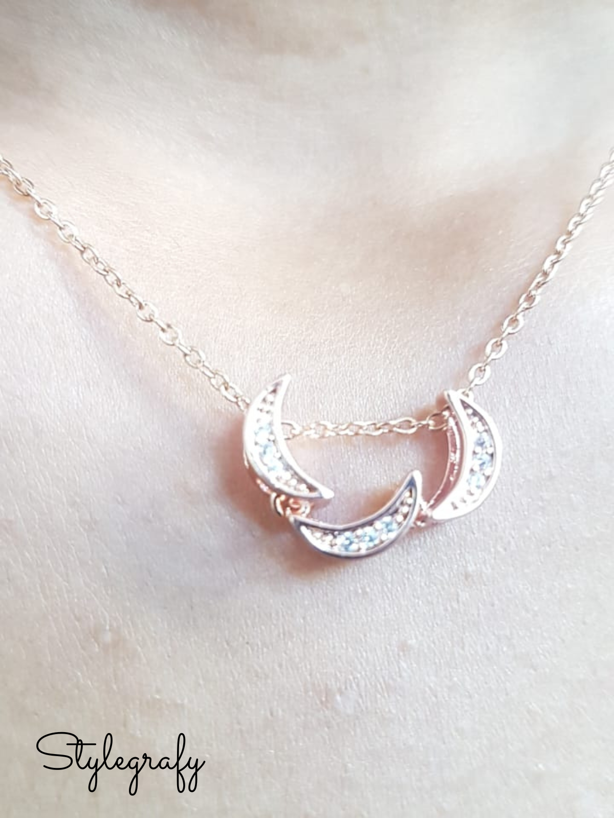 Triple Crescent Moon Necklace