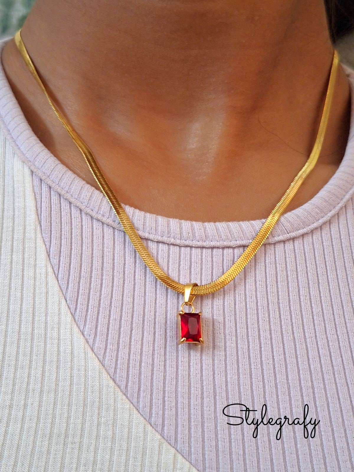 Red Pendant Snake Chain