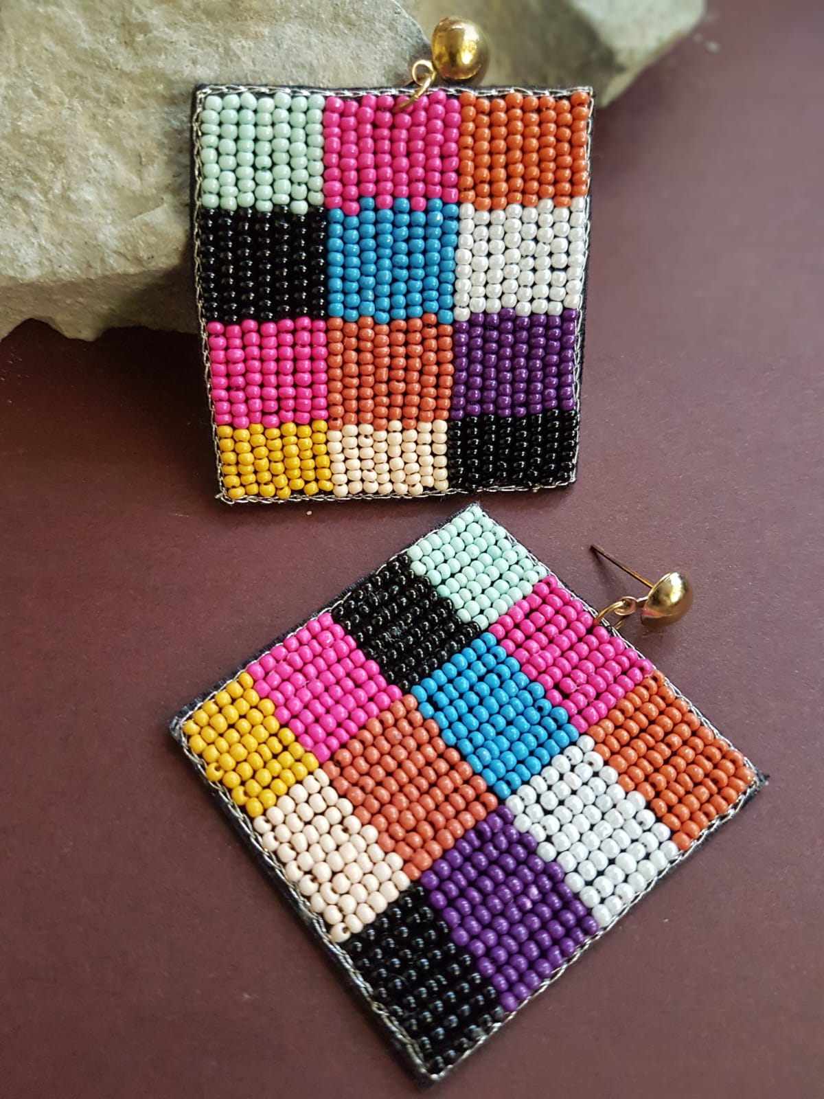 Puzzle Mat Drop Earrings