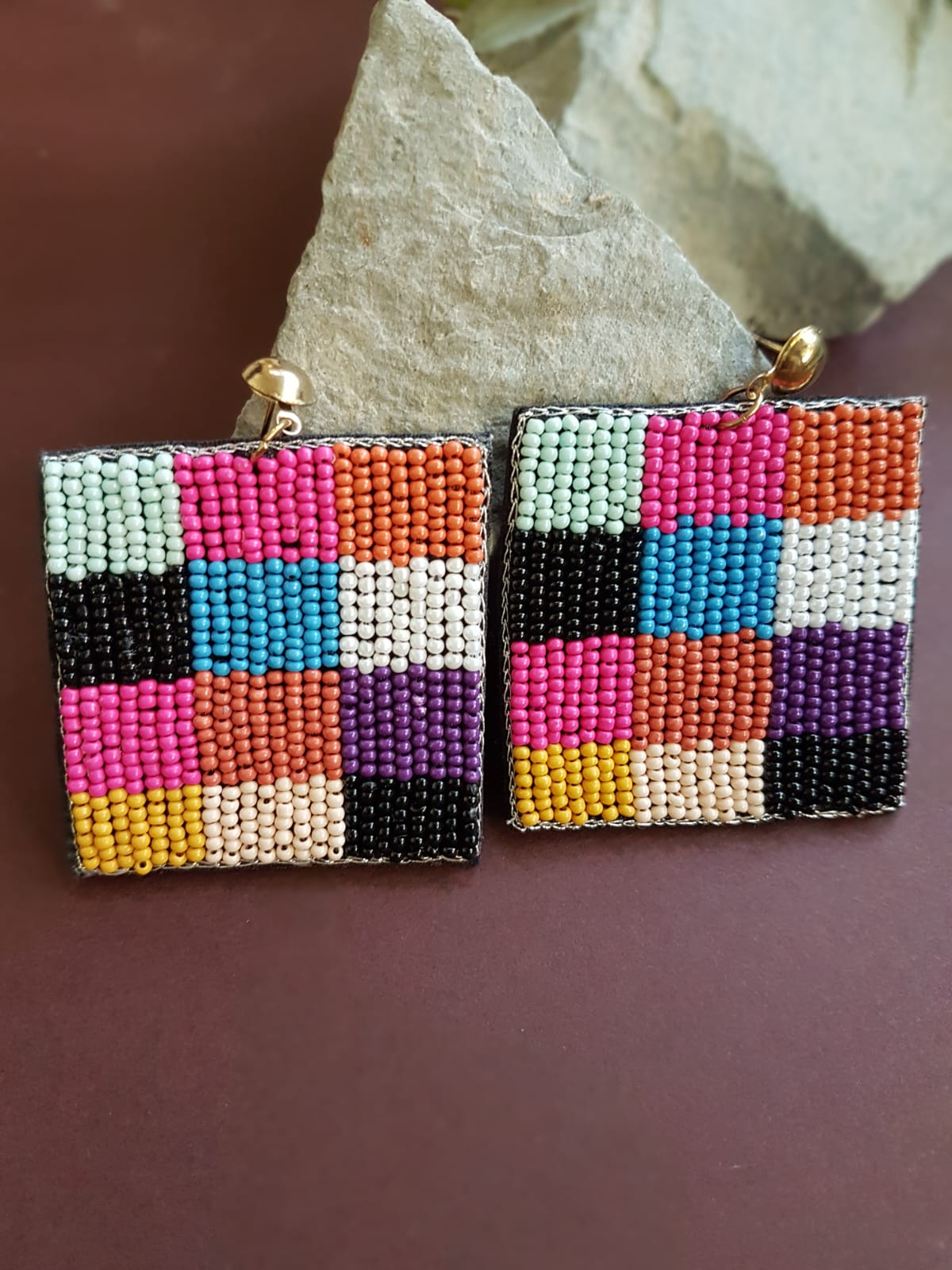 Puzzle Mat Drop Earrings