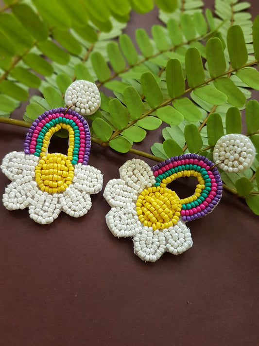 White Petals Drop Earrings