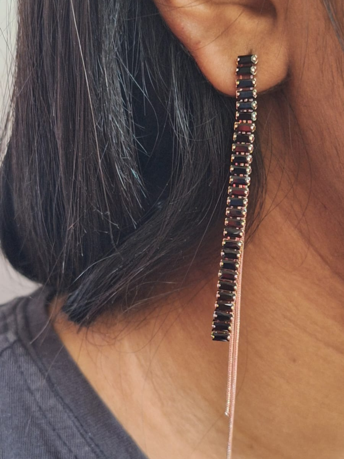 Black Stack Chain Earrings