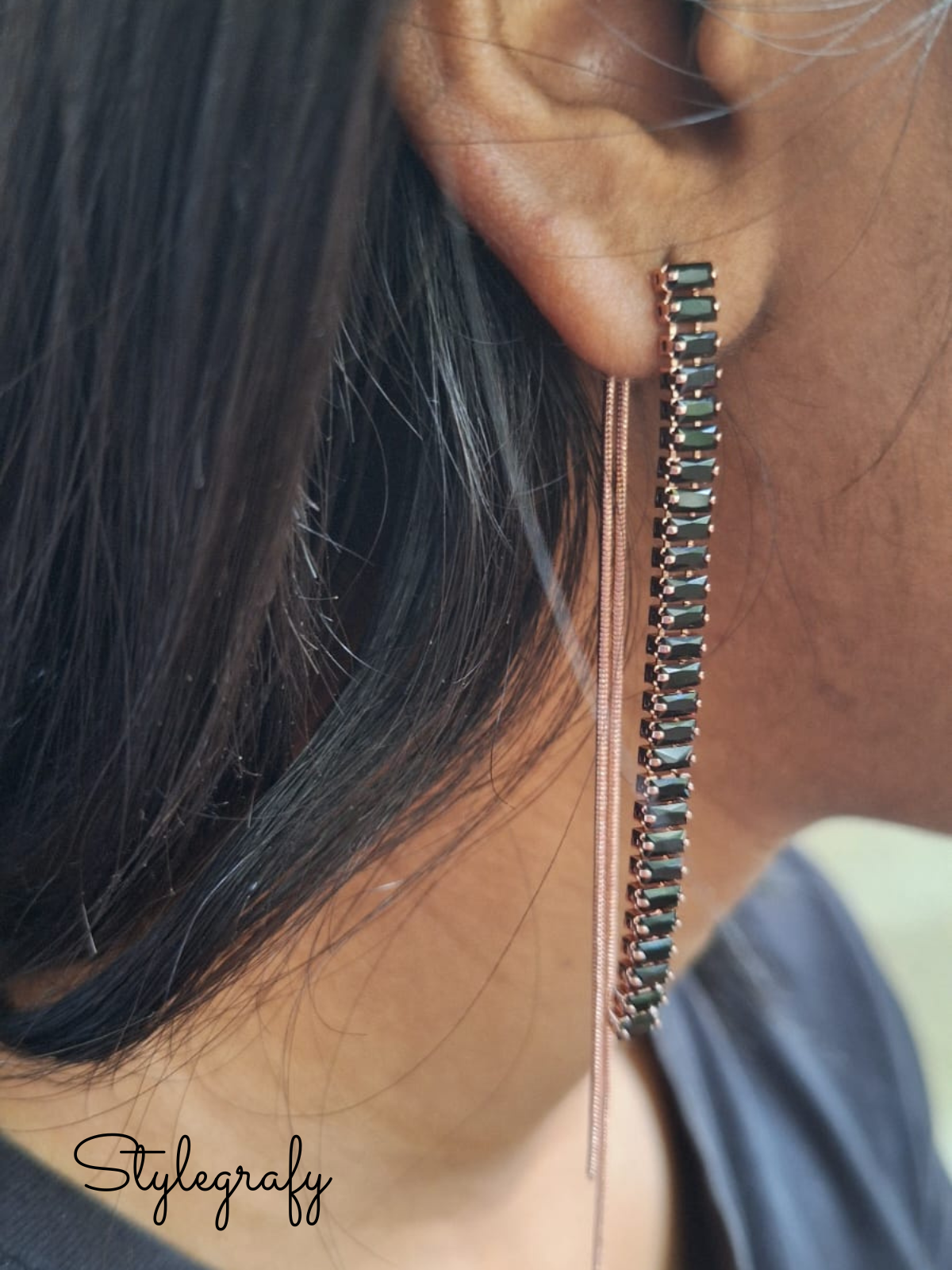 Black Stack Chain Earrings