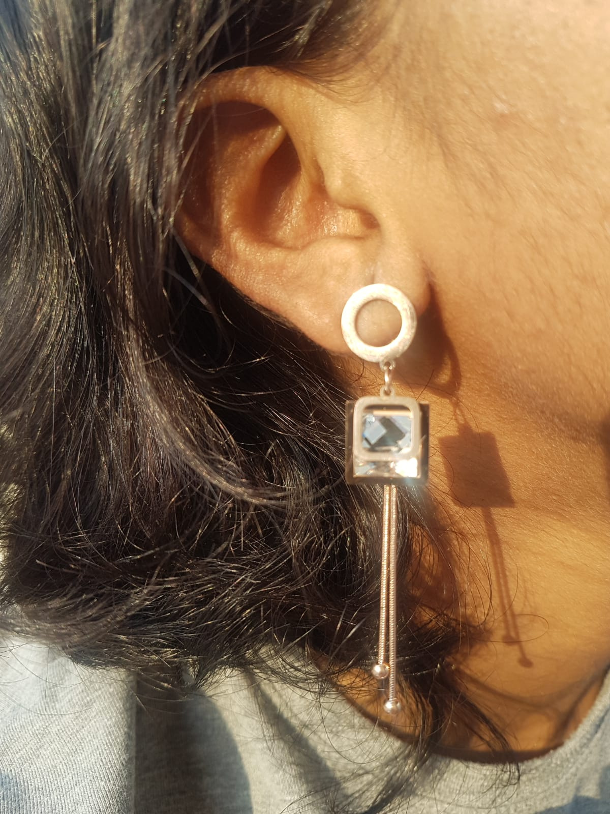 Crystal Square Dangle Earrings