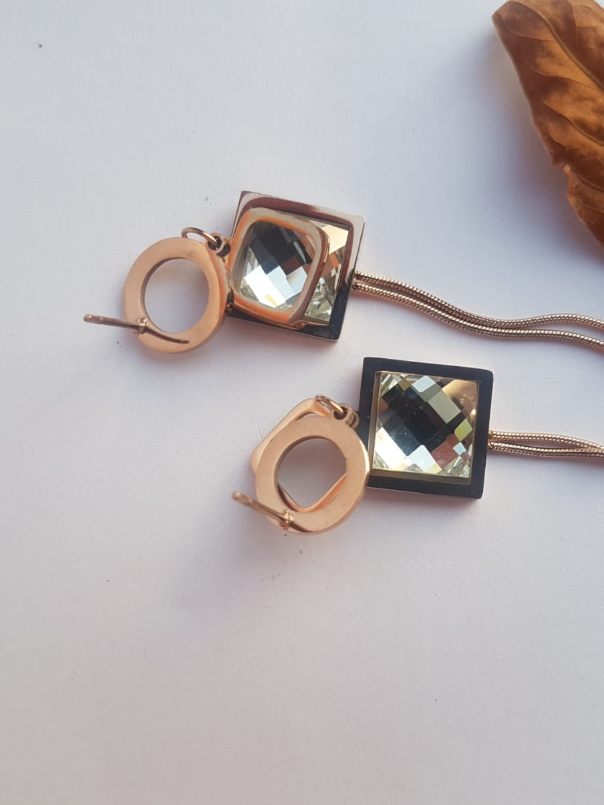 Crystal Square Dangle Earrings