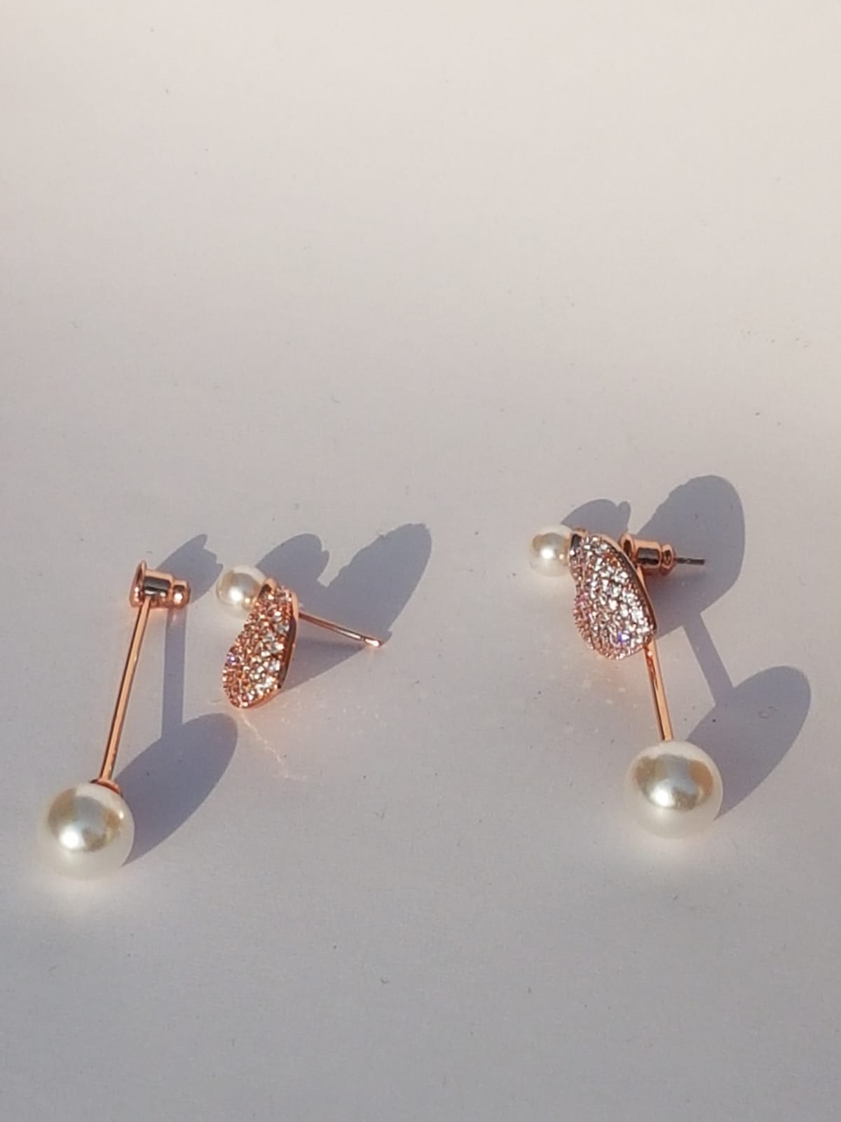 Pearly Heart Drop Earrings