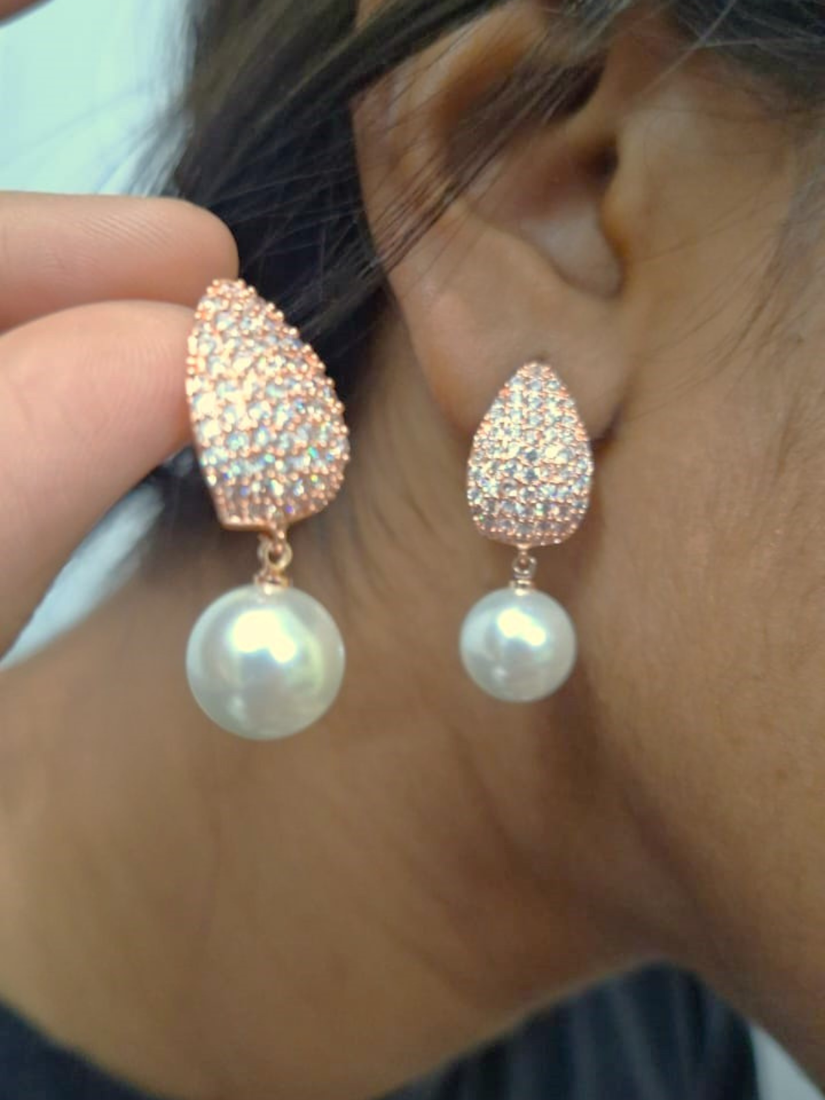 Studded Leaf Pearl Drops