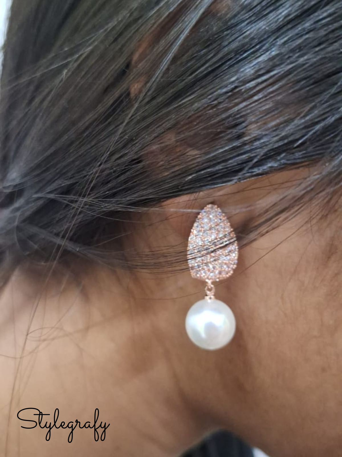 Studded Leaf Pearl Drops