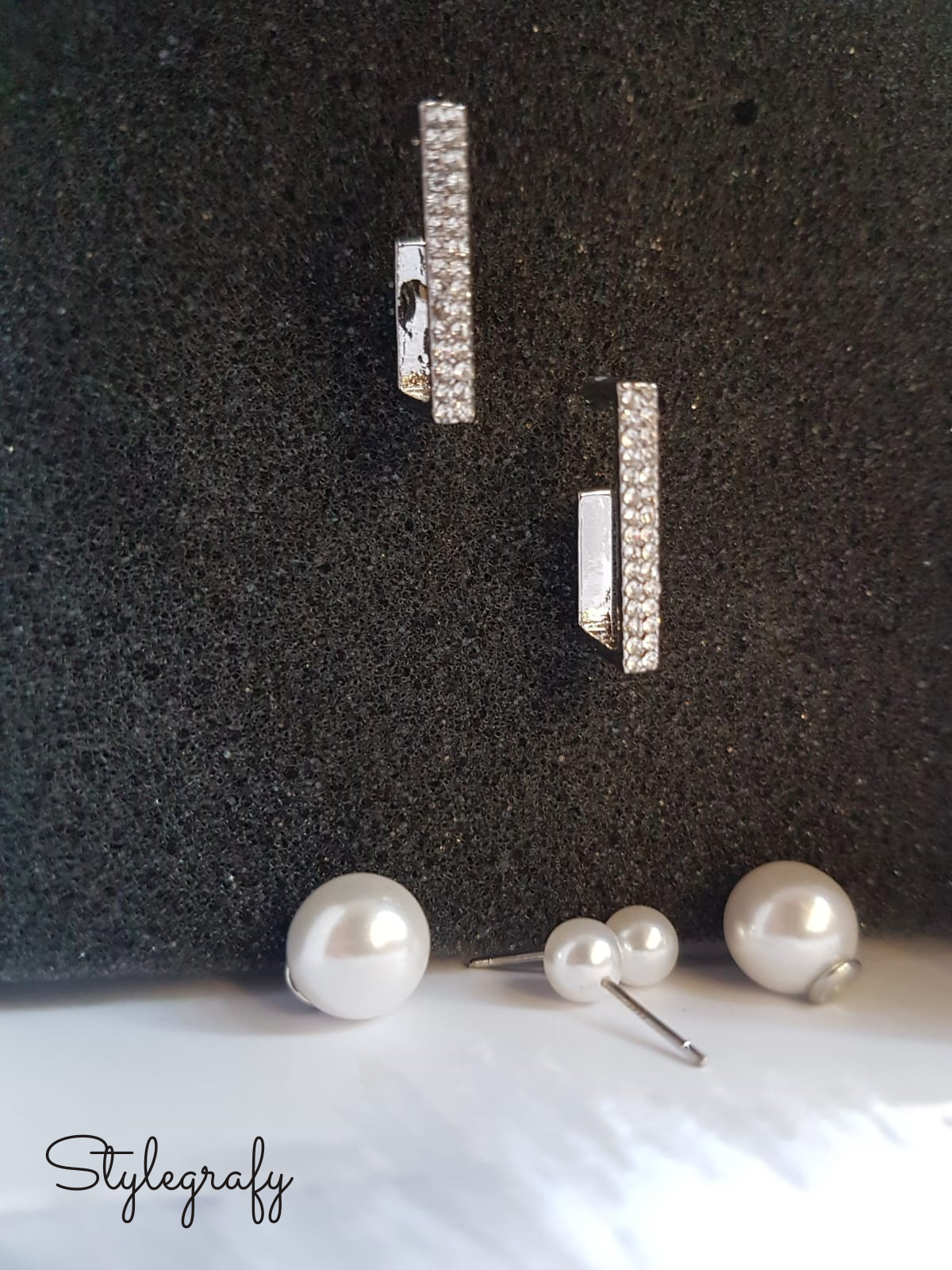 Silver Frame Pearl Drops