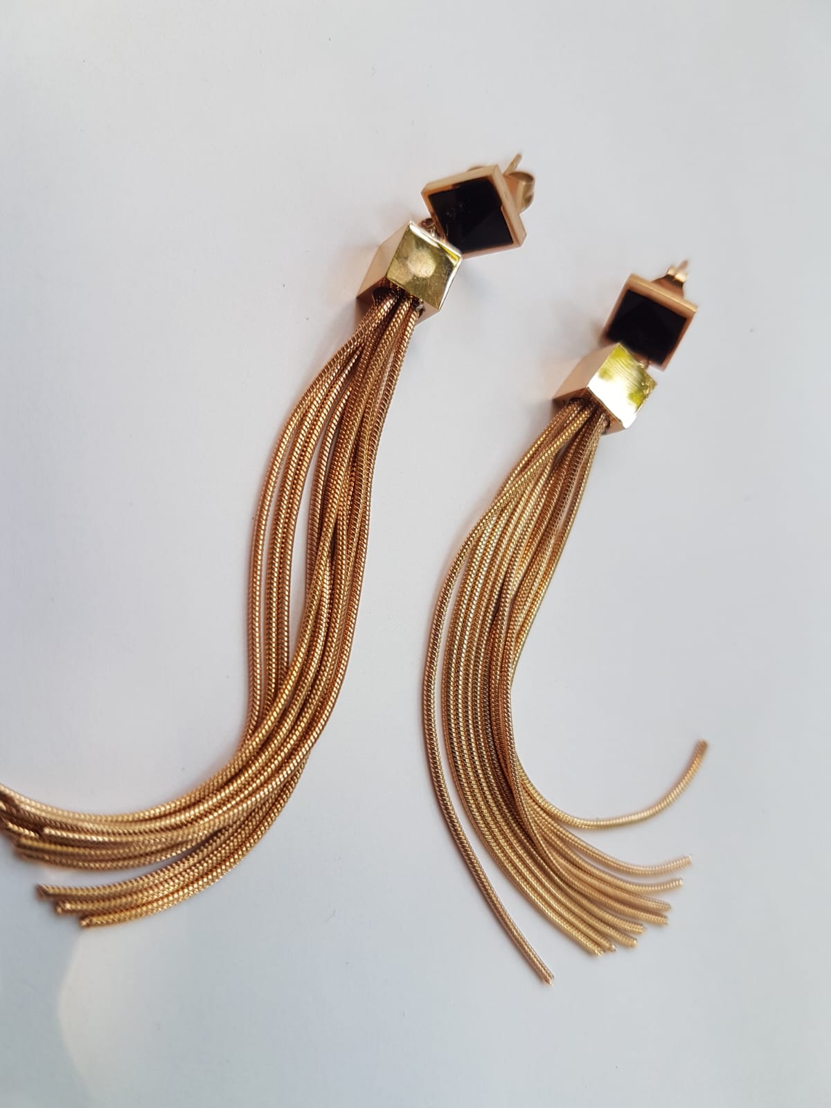 Mini Cube Tassel Earrings